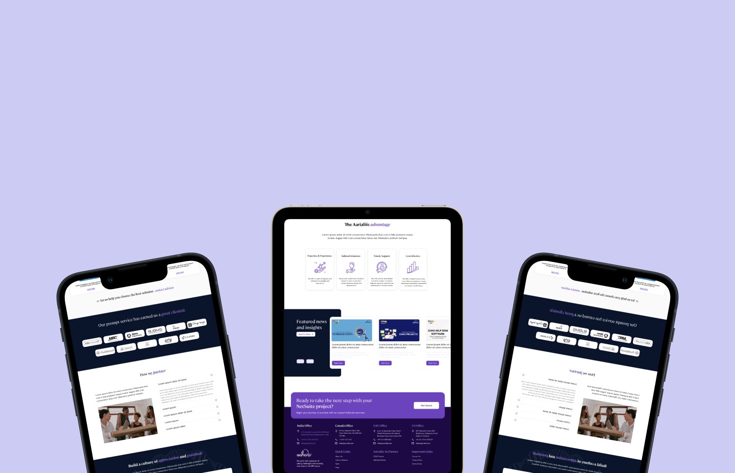 Website preview on phone and tablet devices